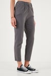 Pamuklu Slim Fit Normal Bel Düz Paça Kadın Pantolon 668Y5121 ANTRASİT