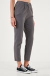 Pamuklu Slim Fit Normal Bel Düz Paça Kadın Pantolon 668Y5121 ANTRASİT
