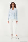Pamuklu Slim Fit Toka Detaylı Uzun Kollu Kadın Gömlek 6778317 BEBE MAVİ