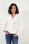 Pamuklu Slim Fit Toka Detaylı Uzun Kollu Kadın Gömlek 6778317 BEYAZ