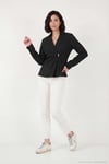 Pamuklu Slim Fit Toka Detaylı Uzun Kollu Kadın Gömlek 6778317 SİYAH