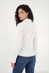 Pamuklu Slim Fit Toka Detaylı Uzun Kollu Kadın Gömlek 6778317 BEYAZ