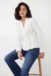 Pamuklu Slim Fit Toka Detaylı Uzun Kollu Kadın Gömlek 6778317 BEYAZ