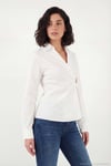 Pamuklu Slim Fit Toka Detaylı Uzun Kollu Kadın Gömlek 6778317 BEYAZ