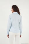 Pamuklu Slim Fit Toka Detaylı Uzun Kollu Kadın Gömlek 6778317 BEBE MAVİ