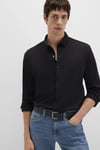 Pamuklu Slim Fit Uzun Kollu Erkek Gömlek 0211758-900 SİYAH