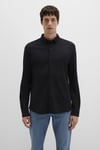 Pamuklu Slim Fit Uzun Kollu Erkek Gömlek 0211758-900 SİYAH