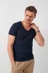 Pamuklu Slim Fit V Yaka Basic Erkek T Shirt 5412001 LACİVERT
