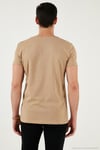 Pamuklu Slim Fit V Yaka Basic Erkek T Shirt 5412001 VİZON