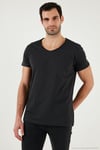 Pamuklu Slim Fit V Yaka Basic Erkek T Shirt 5412001 FÜME