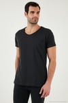 Pamuklu Slim Fit V Yaka Basic Erkek T Shirt 5412001 FÜME