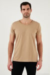 Pamuklu Slim Fit V Yaka Basic Erkek T Shirt 5412001 VİZON