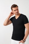 Pamuklu Slim Fit V Yaka Basic Erkek T Shirt 5412001 SİYAH