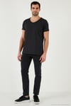 Pamuklu Slim Fit V Yaka Basic Erkek T Shirt 5412001 FÜME