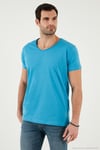 Pamuklu Slim Fit V Yaka Basic Erkek T Shirt 5412001 İNDİGO