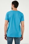 Pamuklu Slim Fit V Yaka Basic Erkek T Shirt 5412001 İNDİGO