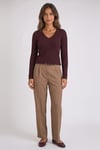 Pamuklu Slim Fit V Yaka Kadın Bluz 26K0199K1 BORDO