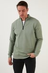 Pamuklu Slim Fit Yarım Fermuarlı Dik Yaka Erkek Sweat 5905400 Elma