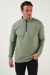 Pamuklu Slim Fit Yarım Fermuarlı Dik Yaka Erkek Sweat 5905400 Elma