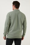 Pamuklu Slim Fit Yarım Fermuarlı Dik Yaka Erkek Sweat 5905400 Elma