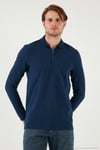 Pamuklu Slim Fit Yarım Fermuarlı Polo Yaka Erkek Sweat 5903010 İNDİGO