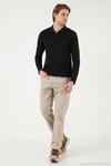 Pamuklu Slim Fit Yarım Fermuarlı Polo Yaka Erkek Sweat 5903010 SİYAH
