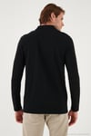Pamuklu Slim Fit Yarım Fermuarlı Polo Yaka Erkek Sweat 5903010 SİYAH