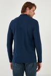 Pamuklu Slim Fit Yarım Fermuarlı Polo Yaka Erkek Sweat 5903010 İNDİGO
