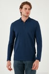 Pamuklu Slim Fit Yarım Fermuarlı Polo Yaka Erkek Sweat 5903010 İNDİGO