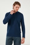Pamuklu Slim Fit Yarım Fermuarlı Polo Yaka Erkek Sweat 5903010 İNDİGO