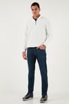 Pamuklu Slim Fit Yüksek Bel Dar Paça Jeans Erkek Kot Pantolon 3300C41TOKYO LACİVERT