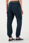 Pamuklu Standart Fit Normal Bel Lastikli Paça Kemerli Jogger Kadın Pantolon 668YP5045 LACİVERT