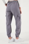 Pamuklu Standart Fit Normal Bel Lastikli Paça Kemerli Jogger Kadın Pantolon 668YP5045 GRİ
