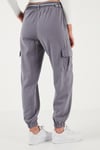 Pamuklu Standart Fit Normal Bel Lastikli Paça Kemerli Jogger Kadın Pantolon 668YP5045 GRİ