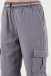 Pamuklu Standart Fit Normal Bel Lastikli Paça Kemerli Jogger Kadın Pantolon 668YP5045 GRİ