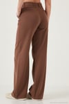 Pamuklu Standart Fit Yüksek Bel Geniş Paça Kadın Pantolon 668YP5193 KAHVE