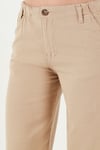 Pamuklu Standart Fit Yüksek Bel Geniş Paça Kadın Pantolon 668YP5193 CAMEL