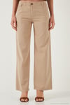 Pamuklu Standart Fit Yüksek Bel Geniş Paça Kadın Pantolon 668YP5193 CAMEL