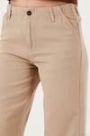 Pamuklu Standart Fit Yüksek Bel Geniş Paça Kadın Pantolon 668YP5344 TAŞ