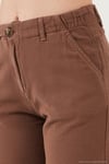 Pamuklu Standart Fit Yüksek Bel Geniş Paça Kadın Pantolon 668YP5193 KAHVE