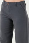 Pamuklu Standart Fit Yüksek Bel Geniş Paça Kadın Pantolon 668YP5193 ANTRASİT
