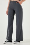 Pamuklu Standart Fit Yüksek Bel Geniş Paça Kadın Pantolon 668YP5193 ANTRASİT