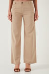 Pamuklu Standart Fit Yüksek Bel Geniş Paça Kadın Pantolon 668YP5193 CAMEL