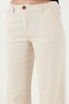 Pamuklu Standart Fit Yüksek Bel Geniş Paça Kadın Pantolon 668YP5193 TAŞ