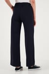 Pamuklu Standart Fit Yüksek Bel Geniş Paça Kadın Pantolon 668YP5344 LACİVERT