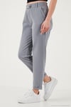 Pamuklu Standart Fit Yüksel Bel Düz Paça Kadın Pantolon 668YP4924 GRİ