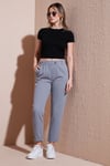 Pamuklu Standart Fit Yüksel Bel Düz Paça Kadın Pantolon 668YP4924 GRİ
