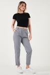Pamuklu Standart Fit Yüksel Bel Düz Paça Kadın Pantolon 668YP4924 GRİ