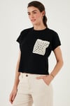 Pamuklu Tek Cepli Regular Fit Bisiklet Yaka Kadın T Shirt 5865818 SİYAH