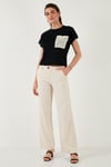 Pamuklu Tek Cepli Regular Fit Bisiklet Yaka Kadın T Shirt 5865818 SİYAH